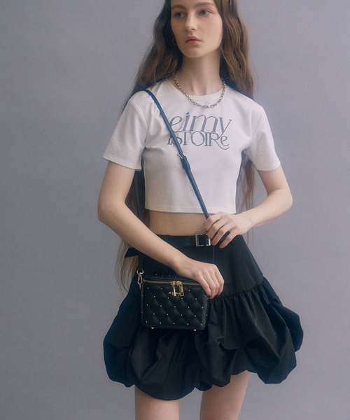 EIMY ISTOIRE(エイミーイストワール)の「eimyパールロゴフィットTシャツ(Tシャツ/カットソー・レディース・サックスブルー/ブラック/ホワイト×ブラック/ホワイト/グリーン/パープル/イエロー・FREE)」の10枚目の写真