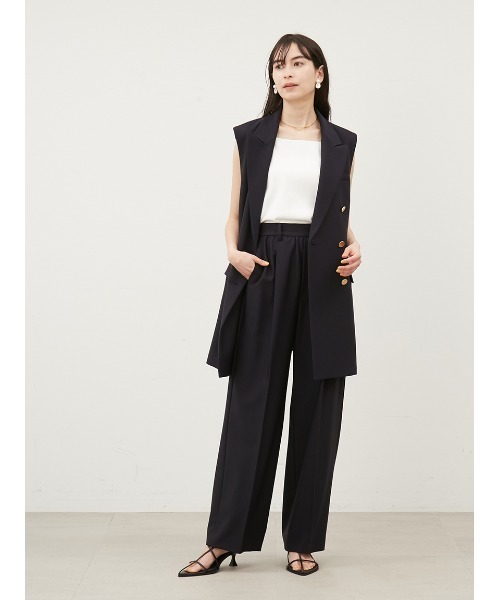 新品未使用ミラオーウェン　バックリボンパンツ セール】後ろゴムサイドパイピングサテンパンツ（その他パンツ
