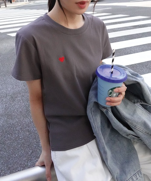 ハートカットソー・シャツ 立体風ハートプリントTシャツ オーバーサイズ メンズ[品番