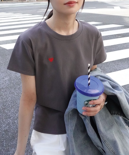 未使用　ナンバービーズ刺しゅう ライトスウェット Tシャツ　L グレージュ　春夏 ◇メッセージ刺繍 Tシャツ◇ オーバーサイズ[品番：OCGW0003579