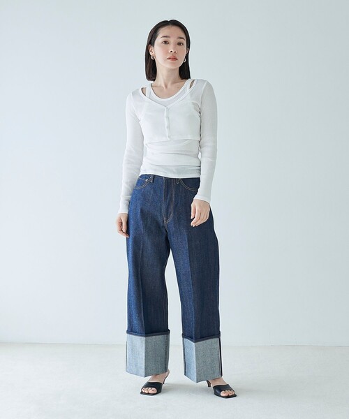 FREAK'S STORE(フリークスストア)の「FREAK’S STORE/フリークスストア The Yarn. 丸胴 タンクトップセット ショートカーディガン(Tシャツ/カットソー・レディース・ピンク/オフホワイト/ブラック・フリ-)」の12枚目の写真
