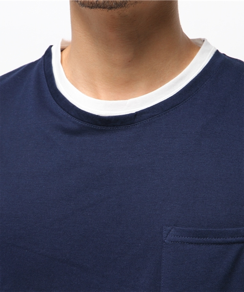 SEVENDAYS=SUNDAY（セブンデイズサンデイ）の「フェイクレイヤード　クルーネック半袖プルオーバー（Tシャツ/カットソー・メンズ・杢グレー/カーキ/ネイビー・SMALL/MEDIUM/LARGE）」の7枚目の写真