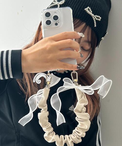WEGO(ウィゴー)の「WEGO/セットリボンPUハンドストラップ(スマホグッズ・レディース・ブラック/ホワイト・FREE)」の7枚目の写真