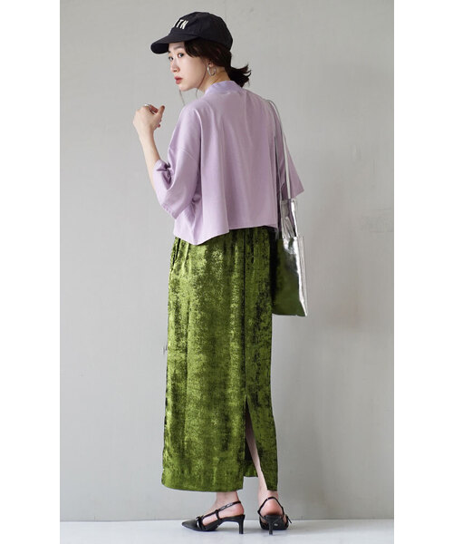 MIMIMEMETE(ミミメメット)の「シャイニー ナロースカート(スカート・レディース・シルバー/ブロンズ/グリーン・M)」の5枚目の写真