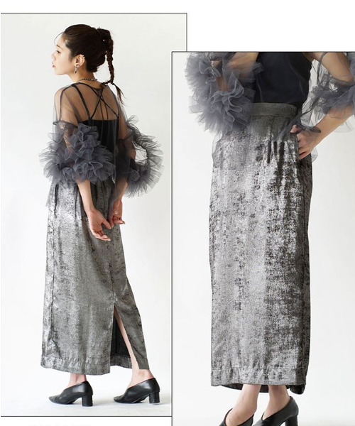 MIMIMEMETE(ミミメメット)の「シャイニー ナロースカート(スカート・レディース・シルバー/ブロンズ/グリーン・M)」の22枚目の写真