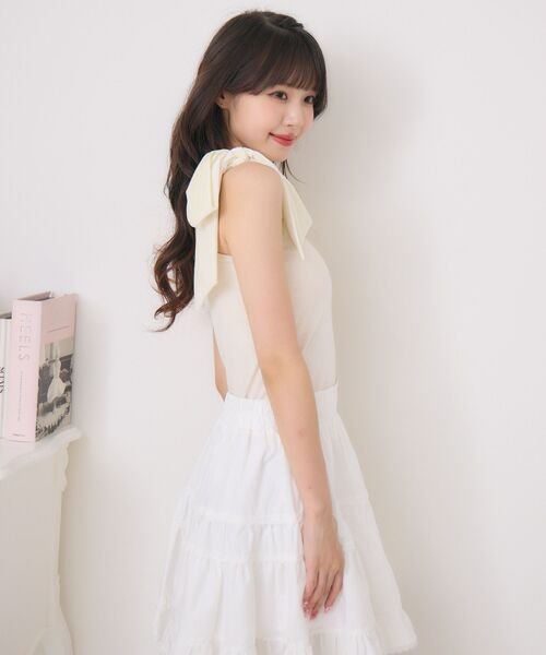 ems excite（エムズエキサイト）の「BIGリボンテレコキャミ（キャミソール・レディース・ピンク/ブラック/ナチュラル/ブラック系その他/アイボリー・FREE）」の20枚目の写真