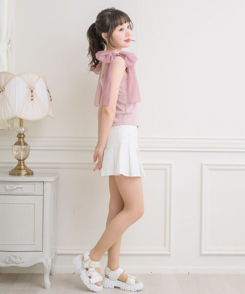 ems excite（エムズエキサイト）の「BIGリボンテレコキャミ（キャミソール・レディース・ピンク/ブラック/ナチュラル/ブラック系その他/アイボリー・FREE）」の8枚目の写真