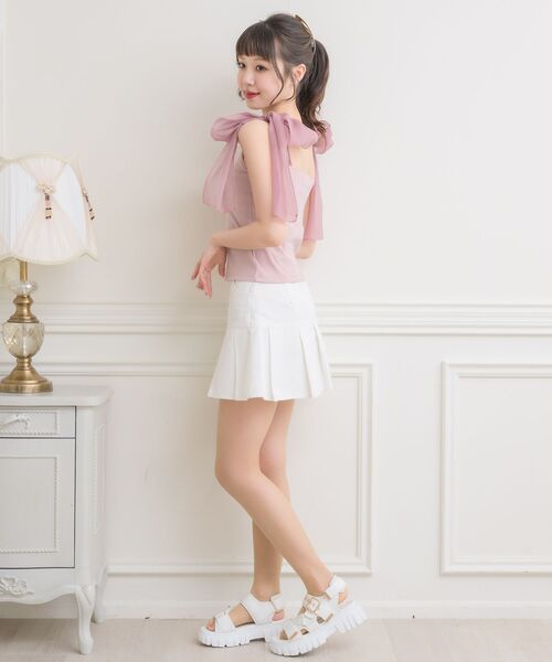 ems excite（エムズエキサイト）の「BIGリボンテレコキャミ（キャミソール・レディース・ピンク/ブラック/ナチュラル/ブラック系その他/アイボリー・FREE）」の9枚目の写真