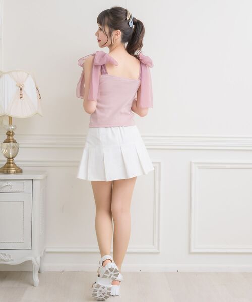 ems excite（エムズエキサイト）の「BIGリボンテレコキャミ（キャミソール・レディース・ピンク/ブラック/ナチュラル/ブラック系その他/アイボリー・FREE）」の10枚目の写真