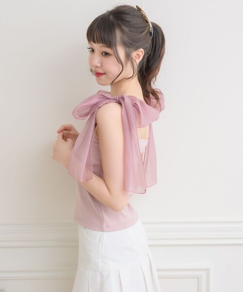 ems excite（エムズエキサイト）の「BIGリボンテレコキャミ（キャミソール・レディース・ピンク/ブラック/ナチュラル/ブラック系その他/アイボリー・FREE）」の12枚目の写真