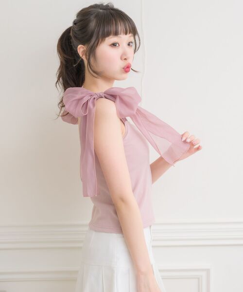 ems excite（エムズエキサイト）の「BIGリボンテレコキャミ（キャミソール・レディース・ピンク/ブラック/ナチュラル/ブラック系その他/アイボリー・FREE）」の13枚目の写真