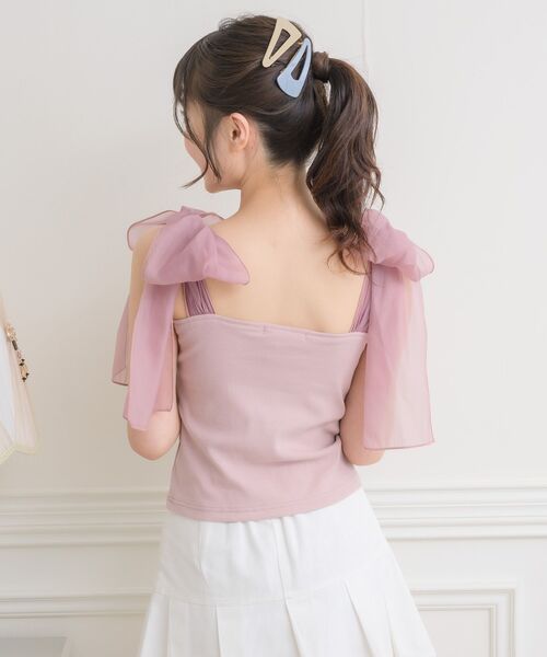 ems excite（エムズエキサイト）の「BIGリボンテレコキャミ（キャミソール・レディース・ピンク/ブラック/ナチュラル/ブラック系その他/アイボリー・FREE）」の14枚目の写真