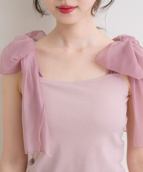 ems excite（エムズエキサイト）の「BIGリボンテレコキャミ（キャミソール・レディース・ピンク/ブラック/ナチュラル/ブラック系その他/アイボリー・FREE）」の15枚目の写真