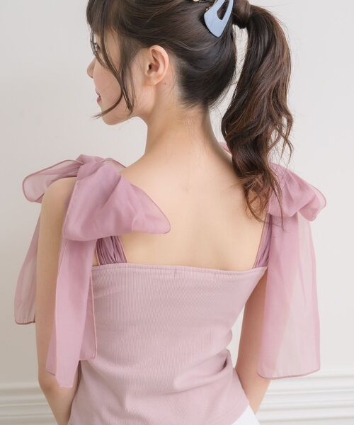 ems excite（エムズエキサイト）の「BIGリボンテレコキャミ（キャミソール・レディース・ピンク/ブラック/ナチュラル/ブラック系その他/アイボリー・FREE）」の18枚目の写真