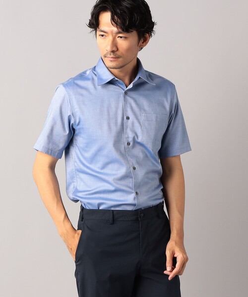 COMME CA MEN(コムサメン)の「【形態安定】ストレッチドビー 半袖ドレスシャツ(シャツ/ブラウス・メンズ・ホワイト/サックスブルー・S/L/M)」の2枚目の写真