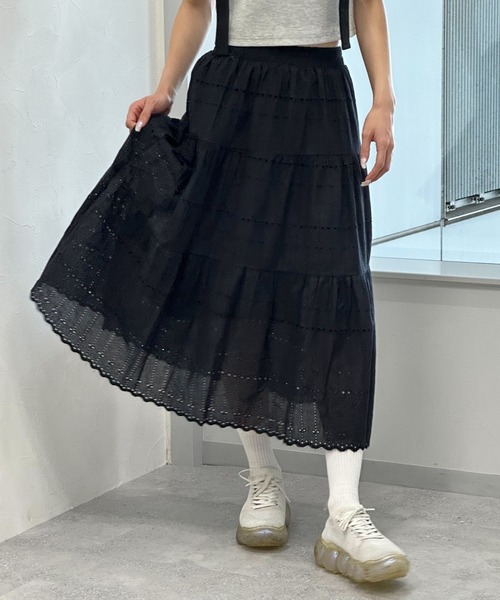 3.3 Field Trip （3.3フィールドトリップ）の「3.3 Field Trip／パンチングスカート（裏地あり）（スカート・レディース・ブラック/アイボリー・FREE）」の9枚目の写真