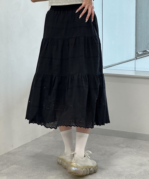 3.3 Field Trip （3.3フィールドトリップ）の「3.3 Field Trip／パンチングスカート（裏地あり）（スカート・レディース・ブラック/アイボリー・FREE）」の10枚目の写真
