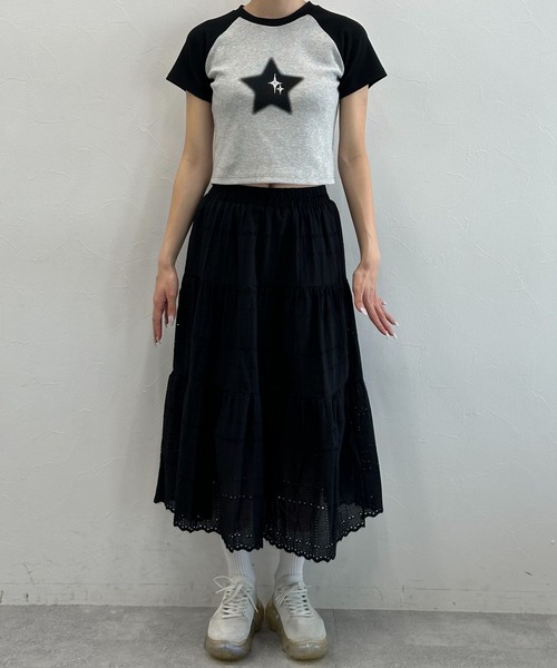 3.3 Field Trip （3.3フィールドトリップ）の「3.3 Field Trip／パンチングスカート（裏地あり）（スカート・レディース・ブラック/アイボリー・FREE）」の11枚目の写真