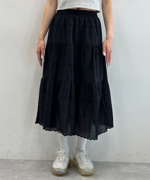 3.3 Field Trip （3.3フィールドトリップ）の「3.3 Field Trip／パンチングスカート（裏地あり）（スカート・レディース・ブラック/アイボリー・FREE）」の12枚目の写真