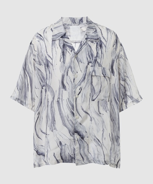 WhoWhat（フーワット）の「BRUSH PRINT O/C SHIRT  <SHORT SLEEVE>（シャツ/ブラウス・メンズ・ブラック/ホワイト・M）」の2枚目の写真