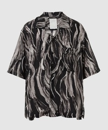 BRUSH PRINT O/C SHIRT  <SHORT SLEEVE>