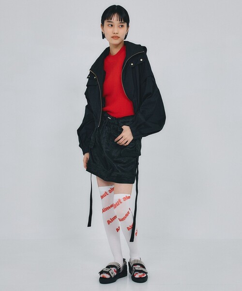 THINGS THAT MATTER(シングス ザット マター)の「【THINGS THAT MATTER/シングス ザット マター】《STUDIOUS別注》2WAY シースルークロップドブルゾン(ブルゾン・レディース・ホワイト/ブラック・FREE)」の6枚目の写真