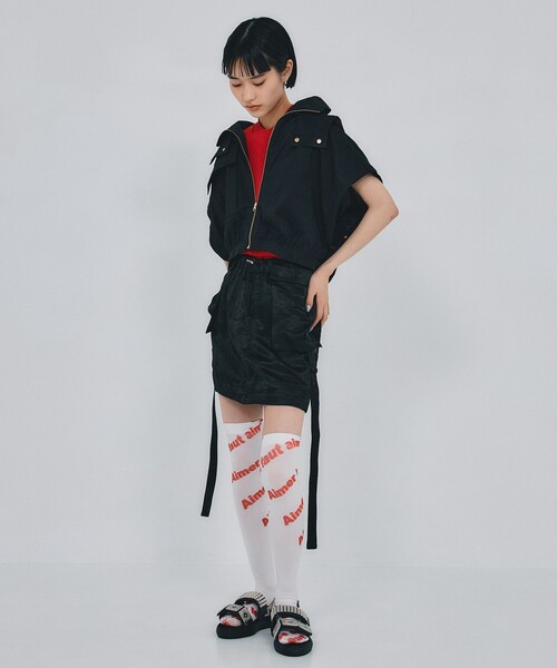 THINGS THAT MATTER(シングス ザット マター)の「【THINGS THAT MATTER/シングス ザット マター】《STUDIOUS別注》2WAY シースルークロップドブルゾン(ブルゾン・レディース・ホワイト/ブラック・FREE)」の3枚目の写真