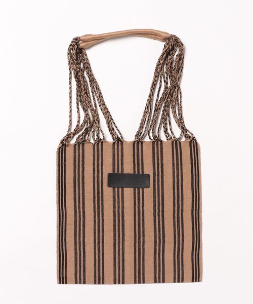 Moon Bird(ムーンバード)の「【MoonBird】ハンモックトート / S / 手織り / Hanmmock tote / ストライプ / チェック(ハンドバッグ・レディース・ブラック系その他/ベージュ系その他/ベージュ系その他2・S)」の3枚目の写真