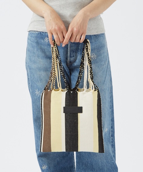 Moon Bird(ムーンバード)の「【MoonBird】ハンモックトート / S / 手織り / Hanmmock tote / ストライプ / チェック(ハンドバッグ・レディース・ブラック系その他/ベージュ系その他/ベージュ系その他2・S)」の9枚目の写真