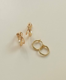 クロス ライン パール セット イヤリング