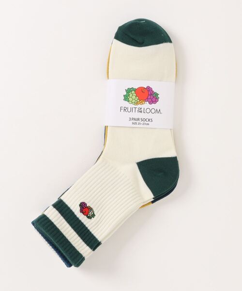 FRUIT OF THE LOOM(フルーツオブザルーム)の「FRUIT OF THE LOOM Q.2ライン刺繍(ソックス/靴下・メンズ・マルチ・25cm~27cm)」の1枚目の写真