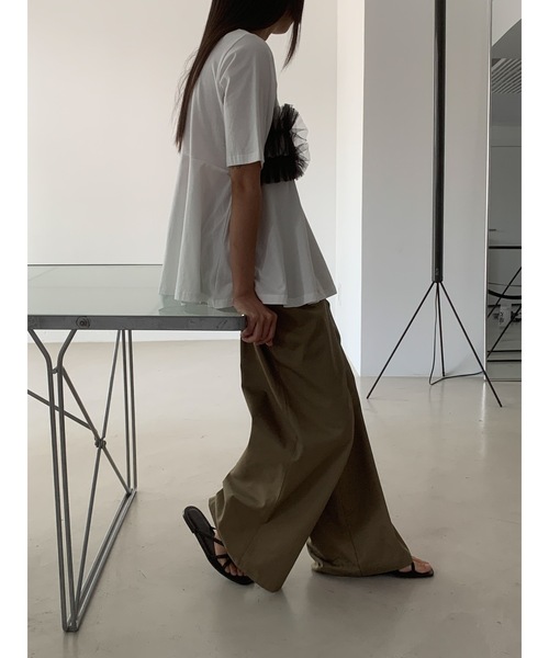 Didot.showroom(ディドット ショールーム)の「チュールフリルハーフT(Tシャツ/カットソー・レディース・ホワイト/ブラック・FREE)」の5枚目の写真