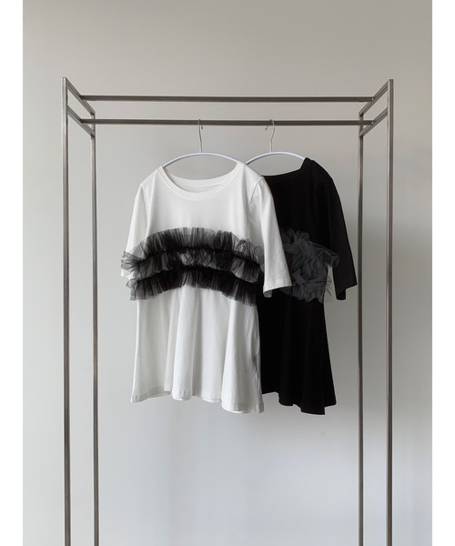 Didot.showroom(ディドット ショールーム)の「チュールフリルハーフT(Tシャツ/カットソー・レディース・ホワイト/ブラック・FREE)」の8枚目の写真
