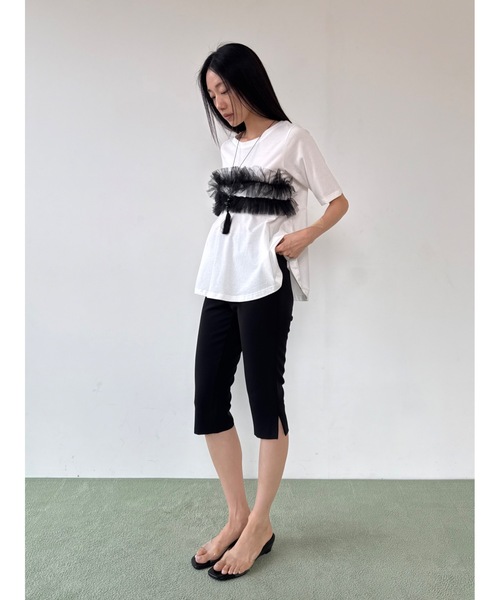 Didot.showroom(ディドット ショールーム)の「チュールフリルハーフT(Tシャツ/カットソー・レディース・ホワイト/ブラック・FREE)」の10枚目の写真