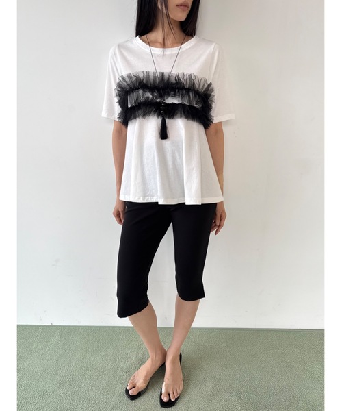 Didot.showroom(ディドット ショールーム)の「チュールフリルハーフT(Tシャツ/カットソー・レディース・ホワイト/ブラック・FREE)」の13枚目の写真