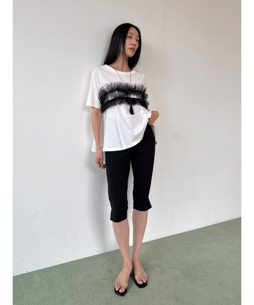 Didot.showroom(ディドット ショールーム)の「チュールフリルハーフT(Tシャツ/カットソー・レディース・ホワイト/ブラック・FREE)」の11枚目の写真
