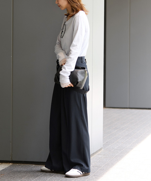 JOURNAL STANDARD relume(ジャーナルスタンダード レリューム)の「サスペンダーワイドパンツ(ストライプ)(スラックス・レディース・チャコールグレー/ネイビー・36/38)」の13枚目の写真