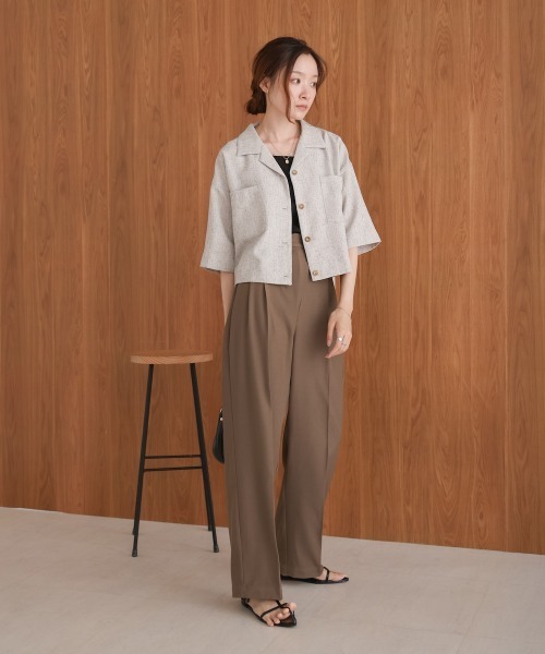 Bab(バブ)の「【セットアップ対応】オープンカラーハーフスリーブシャツ(シャツ/ブラウス・レディース・ベージュ/アイボリー/ブルー・M)」の5枚目の写真