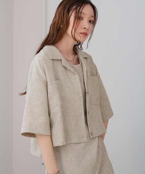 Bab(バブ)の「【セットアップ対応】オープンカラーハーフスリーブシャツ(シャツ/ブラウス・レディース・ベージュ/アイボリー/ブルー・M)」の15枚目の写真