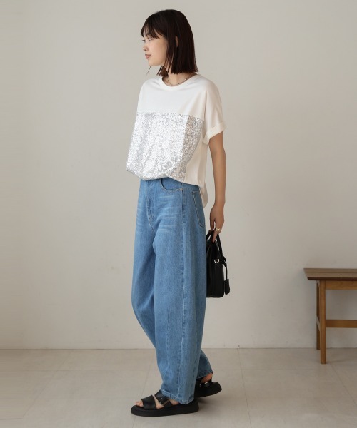 Bou Jeloud(ブージュルード)の「スパンコールビスチェレイヤードプルオーバー(Tシャツ/カットソー・レディース・ブラック/オフホワイト・FREE)」の7枚目の写真