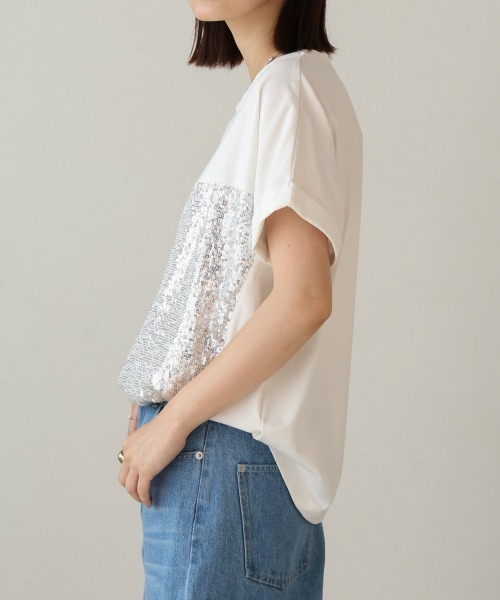 Bou Jeloud(ブージュルード)の「スパンコールビスチェレイヤードプルオーバー(Tシャツ/カットソー・レディース・ブラック/オフホワイト・FREE)」の8枚目の写真