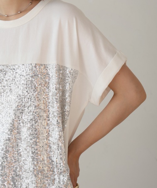 Bou Jeloud(ブージュルード)の「スパンコールビスチェレイヤードプルオーバー(Tシャツ/カットソー・レディース・ブラック/オフホワイト・FREE)」の15枚目の写真