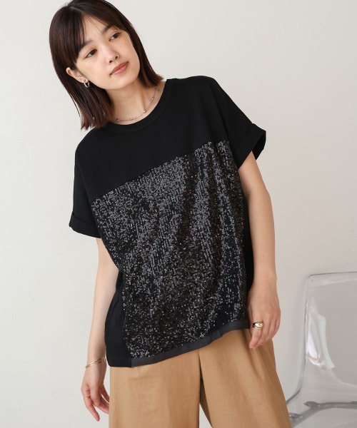 Bou Jeloud(ブージュルード)の「スパンコールビスチェレイヤードプルオーバー(Tシャツ/カットソー・レディース・ブラック/オフホワイト・FREE)」の18枚目の写真