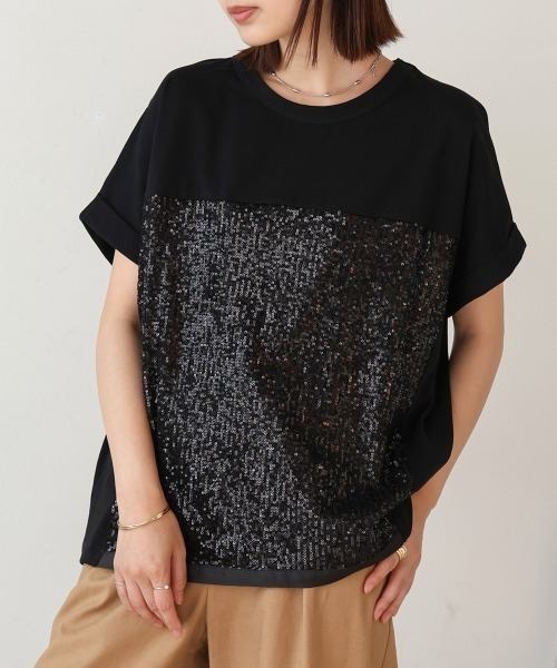 Bou Jeloud(ブージュルード)の「スパンコールビスチェレイヤードプルオーバー(Tシャツ/カットソー・レディース・ブラック/オフホワイト・FREE)」の20枚目の写真