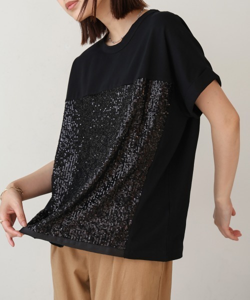 Bou Jeloud(ブージュルード)の「スパンコールビスチェレイヤードプルオーバー(Tシャツ/カットソー・レディース・ブラック/オフホワイト・FREE)」の22枚目の写真