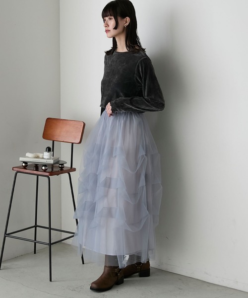 forksy.（フォルクシー）の「【forksy.】メローチュールベロアロングTシャツ（Tシャツ/カットソー・レディース・ブラック/グレー/オフホワイト・FREE）」の20枚目の写真