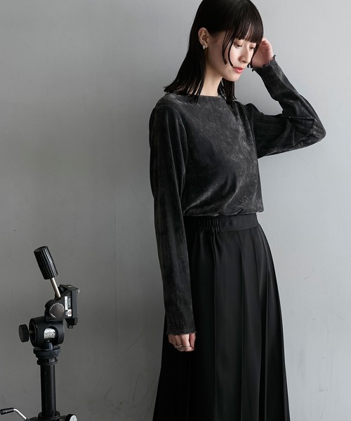 forksy.（フォルクシー）の「【forksy.】メローチュールベロアロングTシャツ（Tシャツ/カットソー・レディース・ブラック/グレー/オフホワイト・FREE）」の14枚目の写真