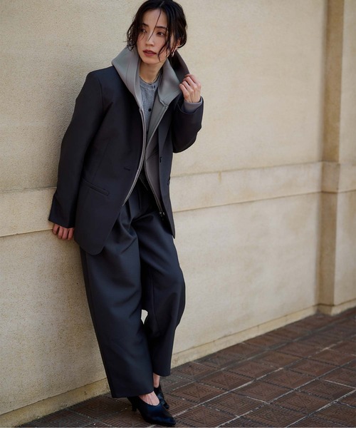 UR'S（ユアーズ）の「ボンディングダブルジップパーカー（パーカー・レディース・グレー/オフホワイト・S/M/L）」の10枚目の写真