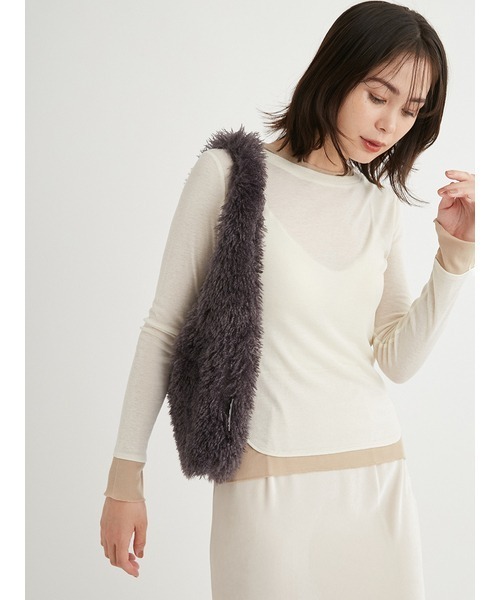 emmi（エミ）の「コンパクトファーバッグ（ショルダーバッグ・レディース・オフホワイト/チャコールグレー/イエロー・FREE）」の13枚目の写真