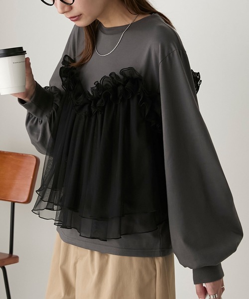 TandC様 リクエスト 3点 まとめ商品 3way チュールビスチェドッキング ボリュームスリーブロンTEE（T